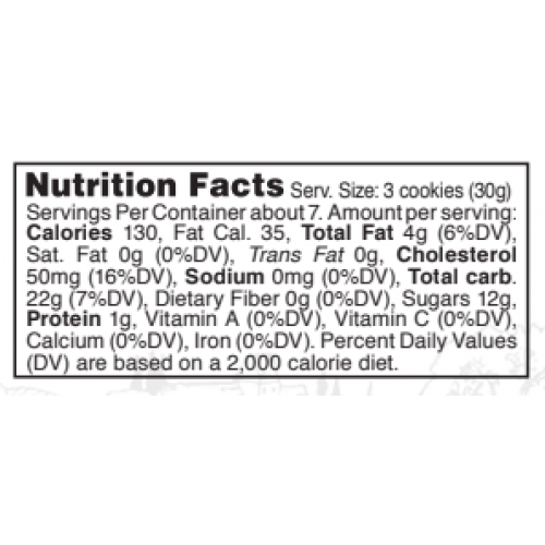 Nutrition facts Chocolate biscotti in tube