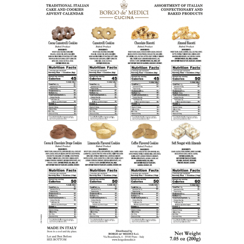 Nutrition Facts Tuscan Sweets advent calendar