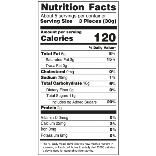 Nutrition facts Cappuccino rolled Wafers
