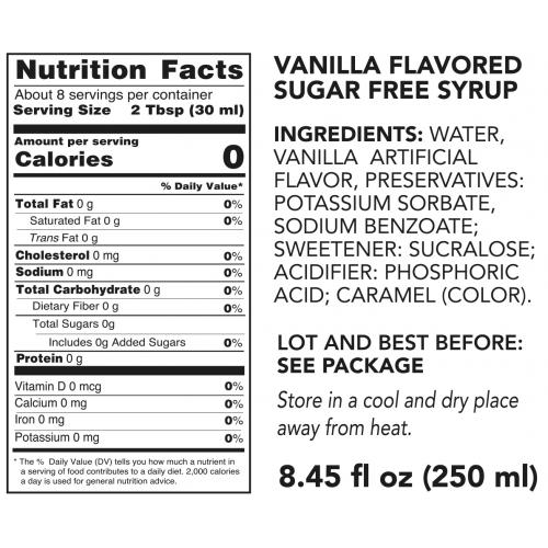 Vanilla Sugar Free Coffee Syrup