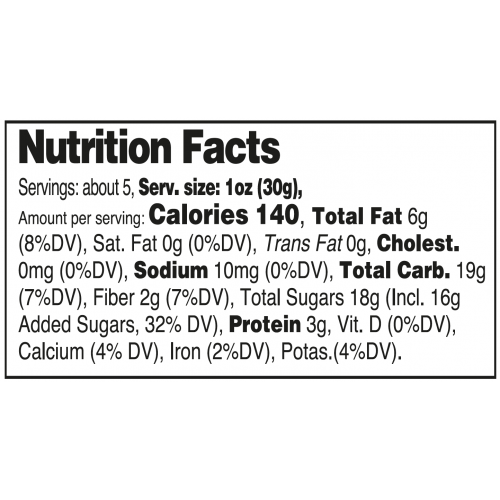 Nutrition facts Almond Soft Nougat bite in bag