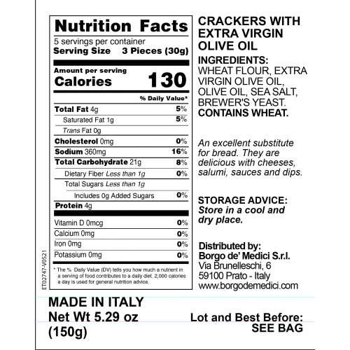 CRACKERS WITH EXTRA VIRGIN OLIVE OIL