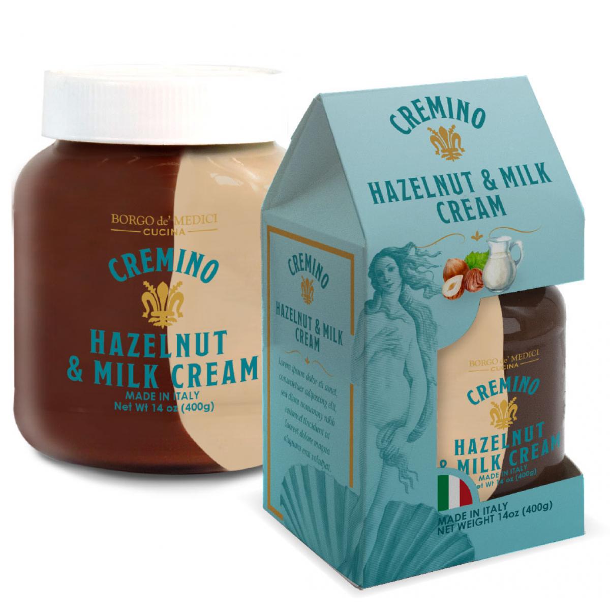 Cremino bicolor hazelnut and milk cream